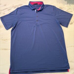 Greyson Golf Polo Shirt, Size XL, Blue Striped, Stretch Material